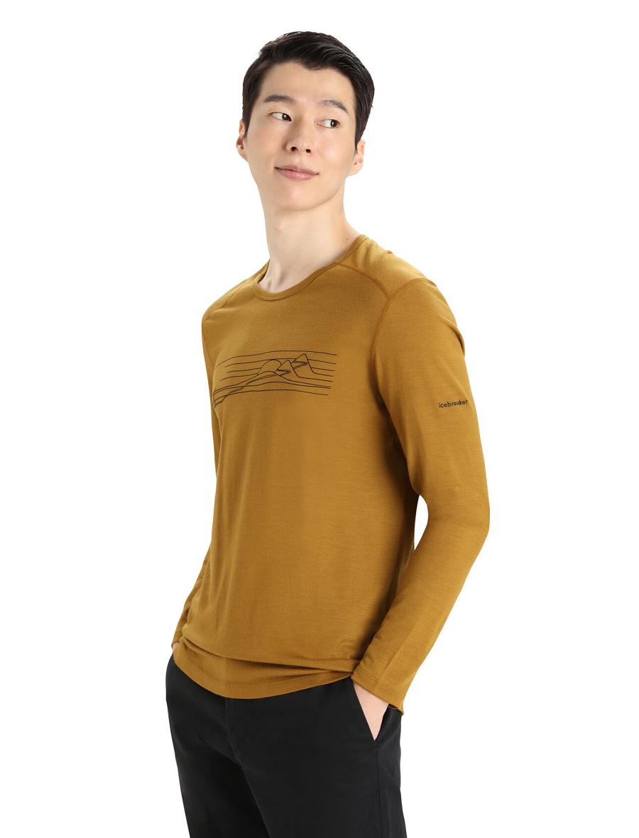 Icebreaker Merino 200 Oasis Long Sleeve Crewe Ski Stripes Miesten Base Layers Ruskea | FI 1368MQZA